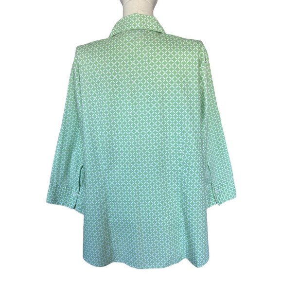 Gold Label Investments Non-Iron Green Collared Button Up Shirt Women's Sz 18 - Picture 4 of 7